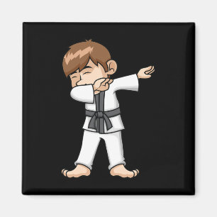 Dabbing Karate Boy Funny Martial Arts Tecknad Desi Magnet