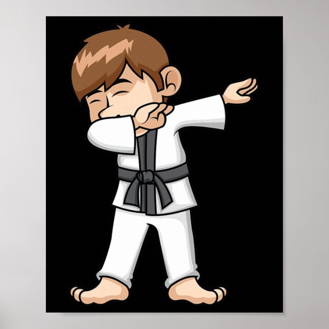 Dabbing Karate Boy Funny Martial Arts Tecknad Desi Poster (Framsidan)