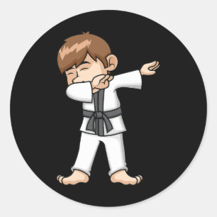 Dabbing Karate Boy Funny Martial Arts Tecknad Desi Runt Klistermärke