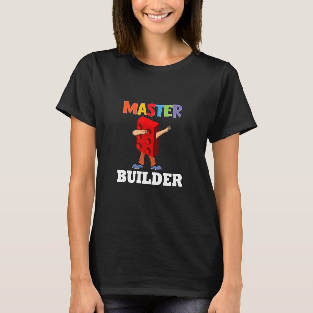 Dabbing Kids Master Builder  Building Bricks Block T Shirt (Framsida)