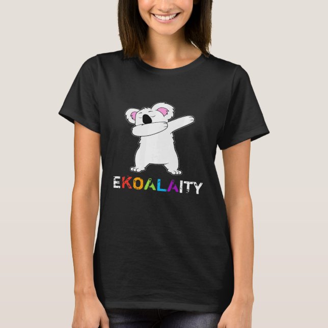 Dabbing Koala Bear Gay Lesbisk Pride Rainbow Ekoal T Shirt (Framsida)