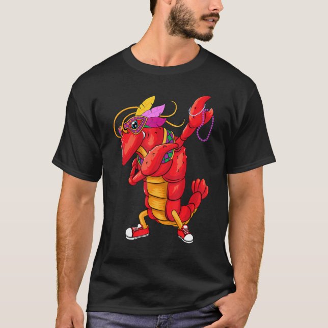 Dabbing Kräftor Mardi Gras T Shirt (Framsida)