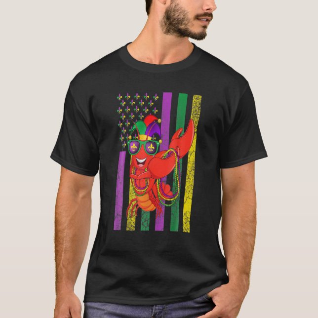 Dabbing Kräftor Mask Mardi Gras Firande Ameri T Shirt (Framsida)