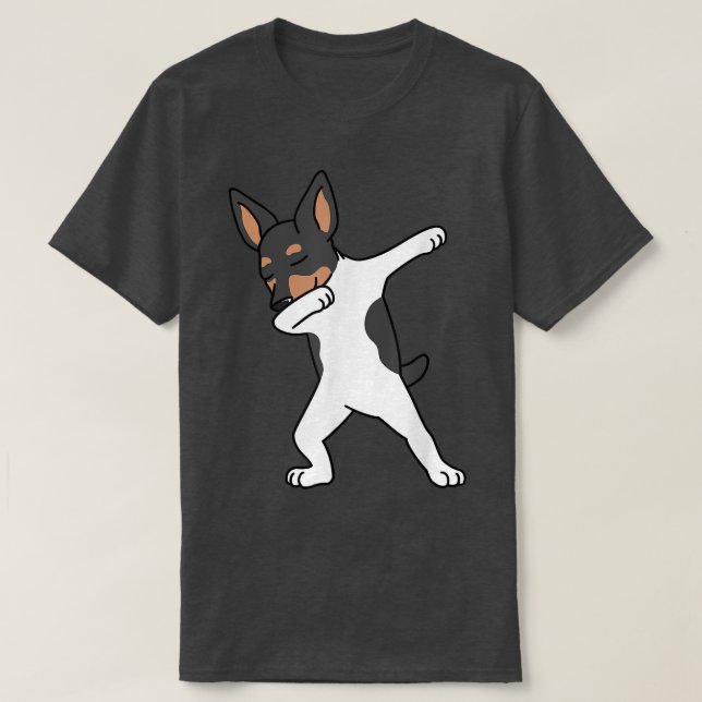 Dabbing Leksak Fo Terrier Dab Dance Hund T Shirt (Design framsida)