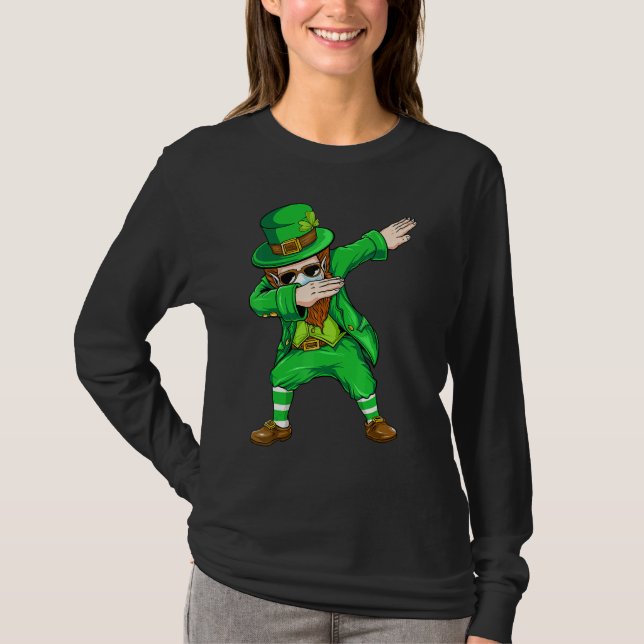 Dabbing Leprechaun Ansikte Mask St patrick's day B T Shirt (Framsida)