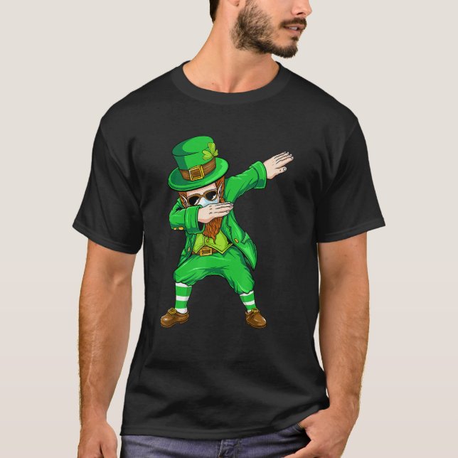Dabbing Leprechaun Ansikte Mask St patrick's day B T Shirt (Framsida)