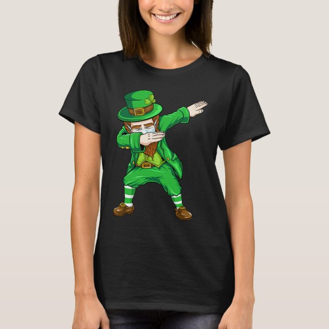 Dabbing Leprechaun Ansiktsmask Saint Patrick's Day T Shirt (Framsida)