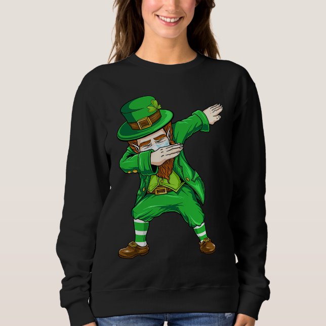 Dabbing Leprechaun Ansiktsmask Saint Patrick's Day T Shirt (Framsida)