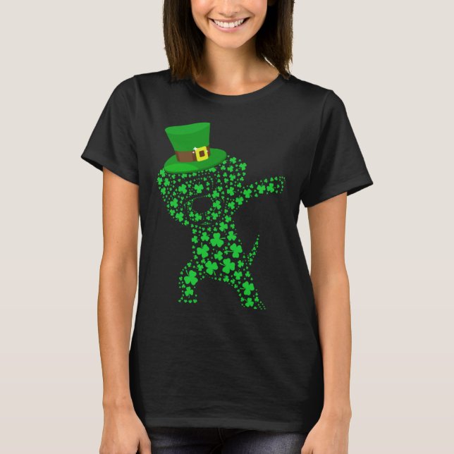 Dabbing Leprechaun Beagle Dog Shamrocks Saint Patr T Shirt (Framsida)