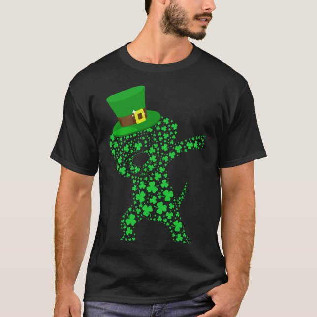 Dabbing Leprechaun Beagle Dog Shamrocks Saint Patr T Shirt (Framsida)