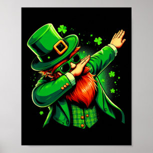 Dabbing Leprechaun Boys Girls Kids St paddys day D Poster