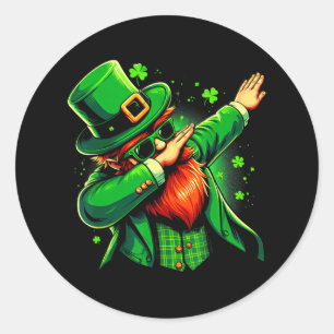 Dabbing Leprechaun Boys Girls Kids St paddys day D Runt Klistermärke