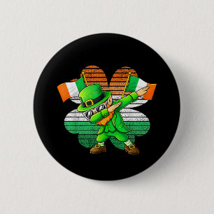 Dabbing Leprechaun för barn pojkar män ungdom Knapp