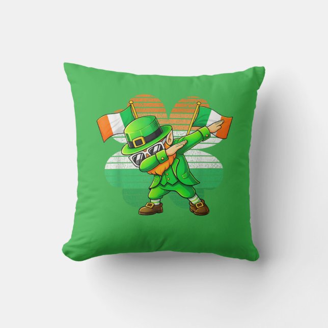 Dabbing Leprechaun för barn pojkar män ungdom  Kudde (Framsida)