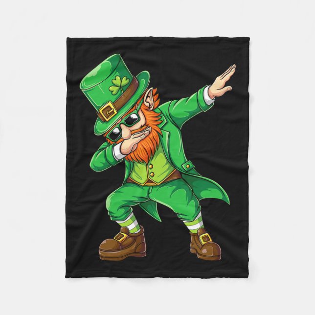 Dabbing Leprechaun Funny Gifts Manar Kids Boys St  Fleecefilt (Framsidan)