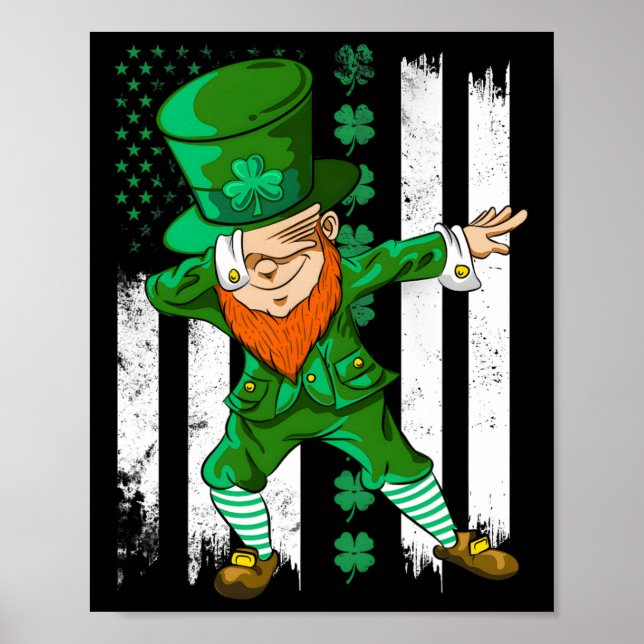 Dabbing Leprechaun Funny Gifts Manar Kids Boys St  Poster (Framsidan)