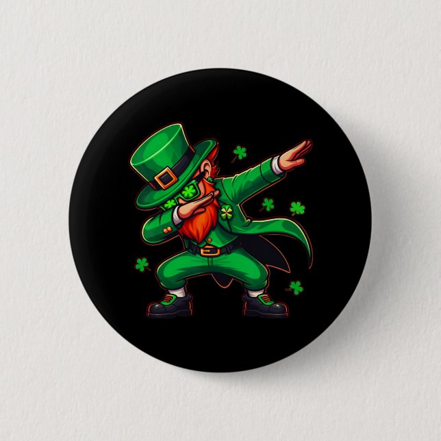 Dabbing Leprechaun Funny Manar Kids Boys St Patric Knapp (Framsida)