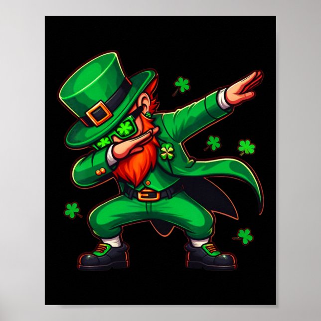 Dabbing Leprechaun Funny Manar Kids Boys St Patric Poster (Framsidan)