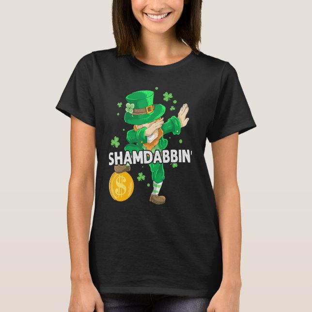 Dabbing Leprechaun Irish Clover St Patrick's Day S T Shirt (Framsida)