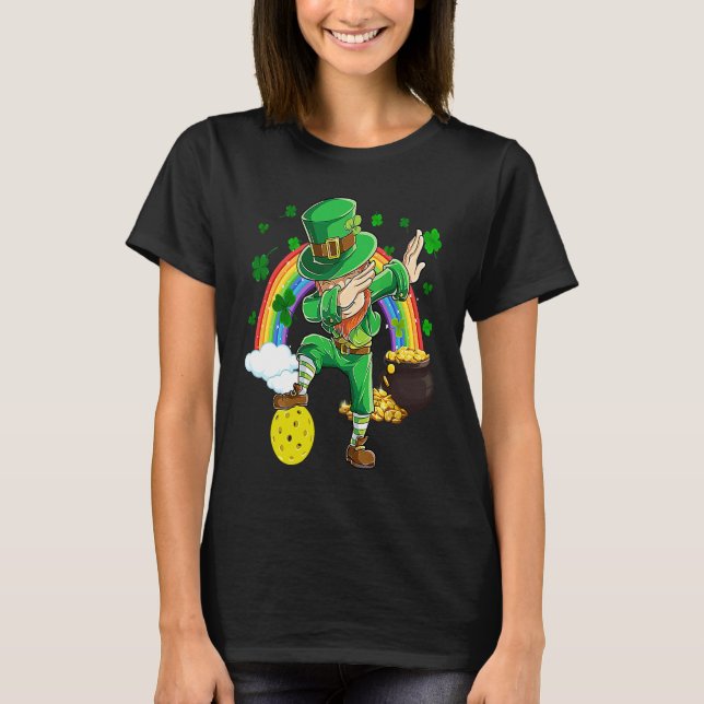 Dabbing Leprechaun Pickleball Ball St Patricks Day T Shirt (Framsida)