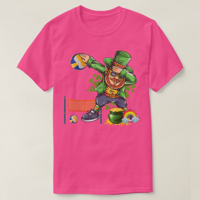 Dabbing Leprechaun Playing Volleyball Patrick Day  T Shirt (Design framsida)