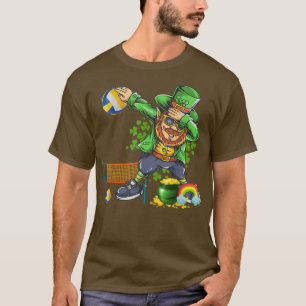 Dabbing Leprechaun spelar Volleyball Patrick Day  T Shirt