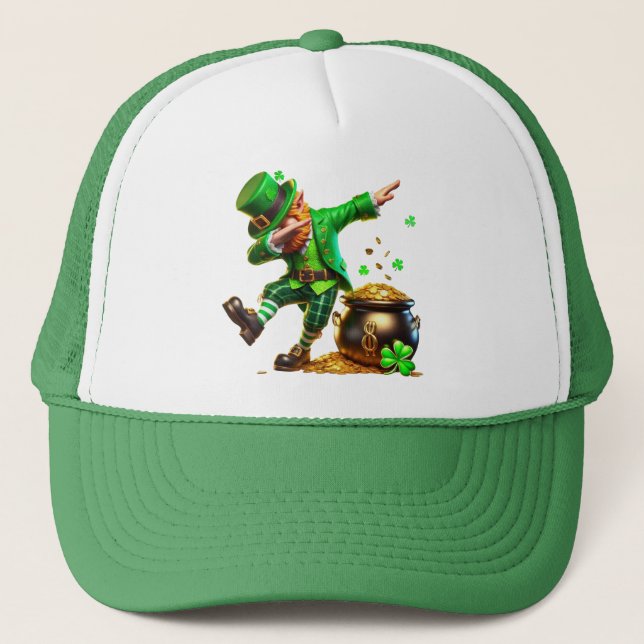 Dabbing Leprechaun St. Paddy's Day Pot of Gold Keps (Framsida)