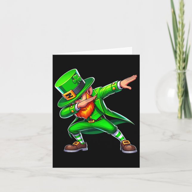 Dabbing Leprechaun St patricks day Funny Irish Man Kort (Framsida)