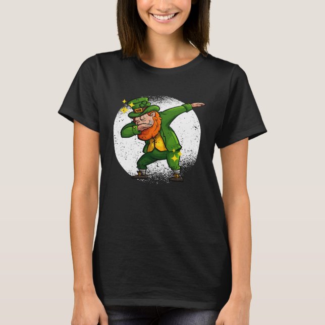Dabbing Leprechaun St Patricks Day Irish Shamrock  T Shirt (Framsida)