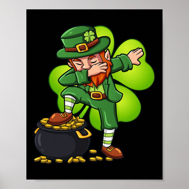 Dabbing Leprechaun with Klöver St patrick's day Poster (Framsidan)