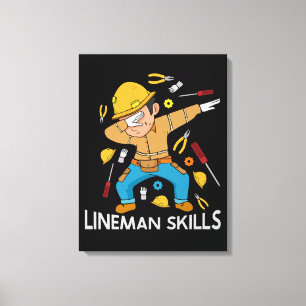 Dabbing Lineman Skills Gift Far Manar Lineman Canvastryck