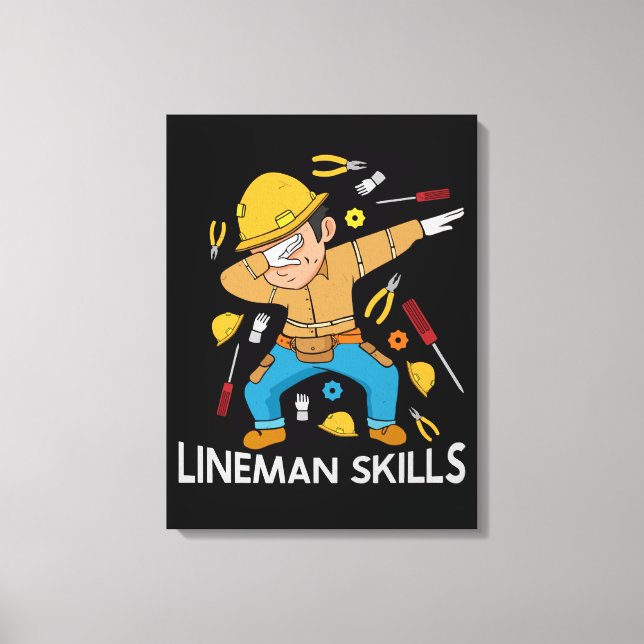 Dabbing Lineman Skills Gift Far Manar Lineman Canvastryck (Framsida)