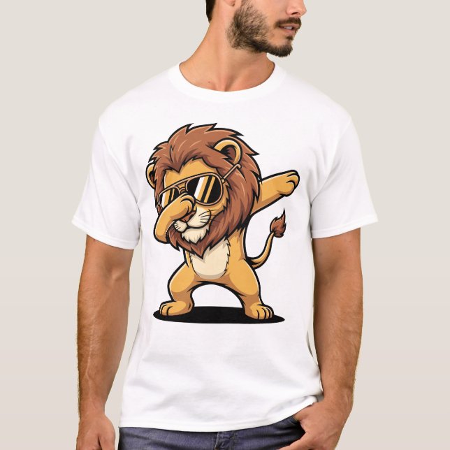 Dabbing Lion Funny Cute Dab Dance T Shirt (Framsida)