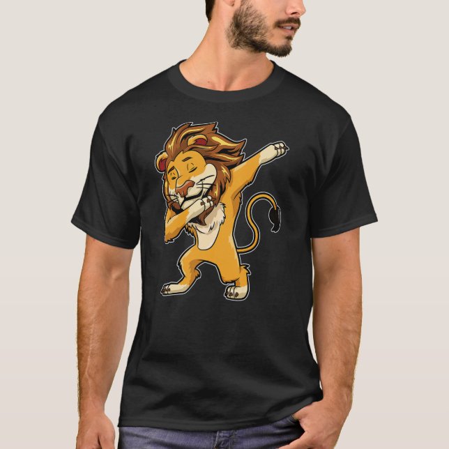 Dabbing Lion T Shirt Meme Print Dab Cat Dance T Sh (Framsida)