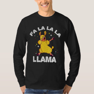 Dabbing Llama Julafton FA LA LA Alpaca Dab Party T Shirt
