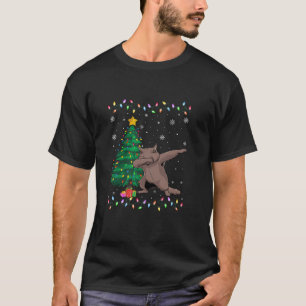 Dabbing Maine Coon Julafton Träd Ljus Ugly jul T Shirt