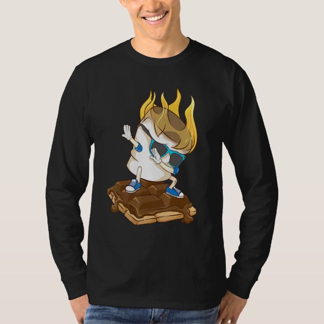 Dabbing Marshmallow Smores Coola Camping Dance T Shirt (Framsida)