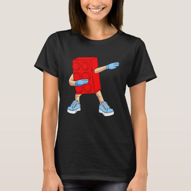 Dabbing Master Builder  Building Block Bricks T Shirt (Framsida)