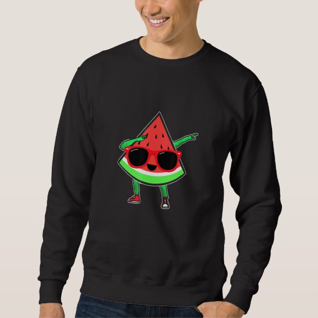 Dabbing Melon Watermelon Summer Melon Dabbing Wate Lång Ärmad Tröja (Framsida)
