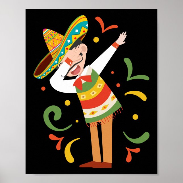 Dabbing Mexican Man Cinco De Mayo Poster (Framsidan)