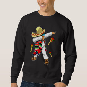 Dabbing Mexican Poncho Cinco De Mayo Boys Manar Lång Ärmad Tröja