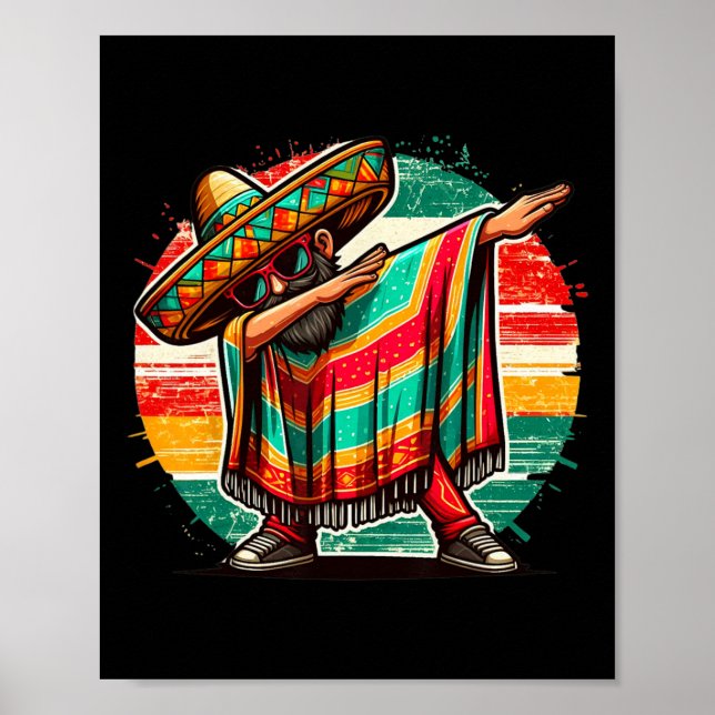 Dabbing Mexican Poncho Cinco De Mayo Boys Manar Me Poster (Framsidan)