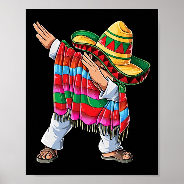 Dabbing Mexican Poncho Cinco De Mayo Boys Manar Sh Poster (Framsidan)