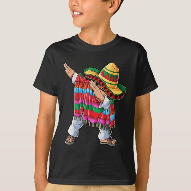 Dabbing Mexican Poncho Cinco De Mayo Boys Manar Sh T Shirt (Framsida)