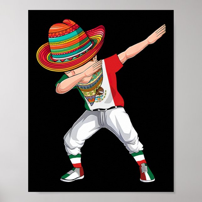 Dabbing Mexican Poncho Cinco De Mayo Boys Manar So Poster (Framsidan)