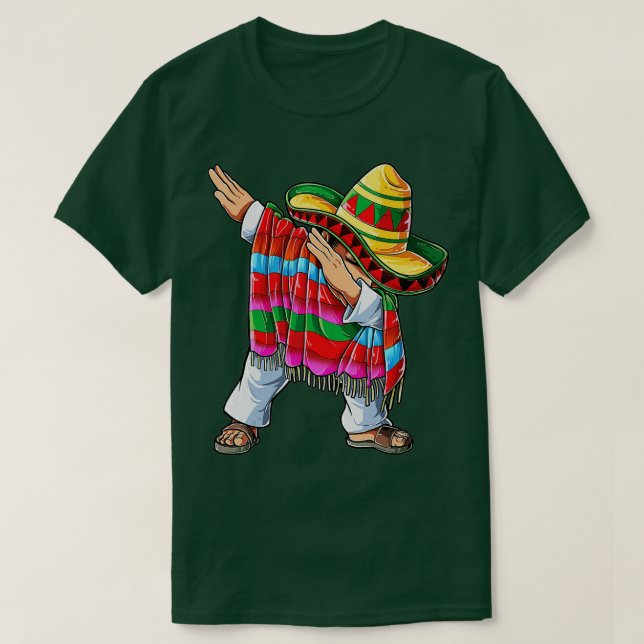 Dabbing Mexican Poncho Cinco de Mayo Boys Manar So T Shirt (Design framsida)