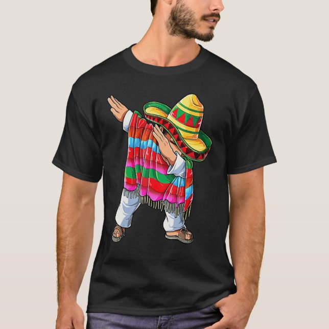 Dabbing Mexican Poncho Cinco De Mayo Boys Manar So T Shirt (Framsida)