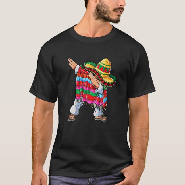 Dabbing Mexican Poncho Cinco De Mayo Boys Manar So T Shirt (Framsida)