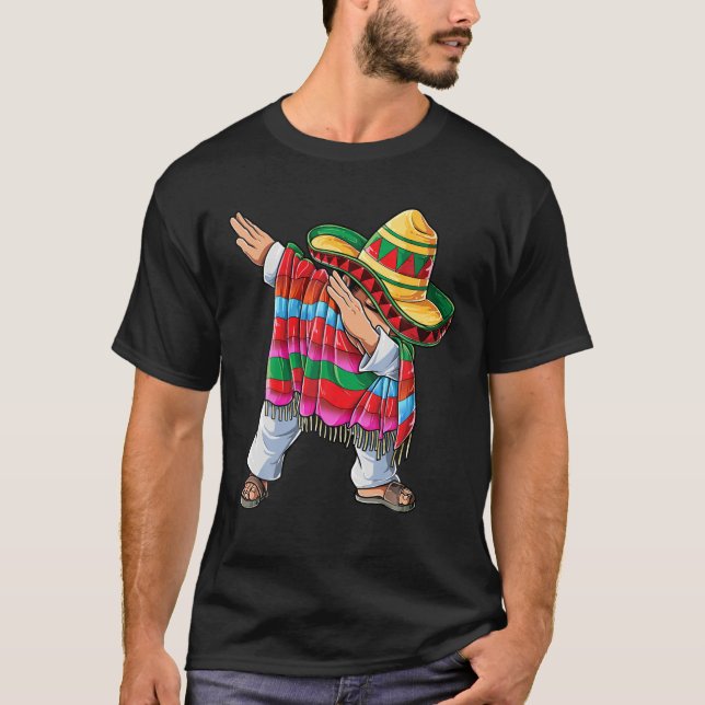 Dabbing Mexican Poncho Cinco De Mayo Boys Manar So T Shirt (Framsida)