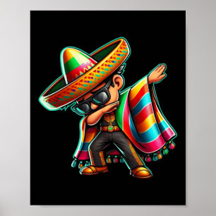 Dabbing Mexican Poncho Cinco De Mayo Boys Manar To Poster